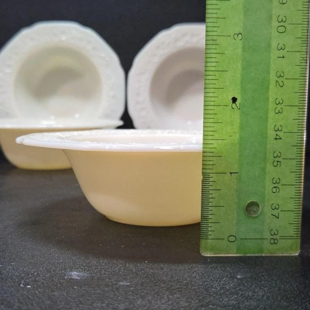 Indiana Glass Orange Blossom Dessert Bowls, Set‎ of 4, Vtg Off White Tableware